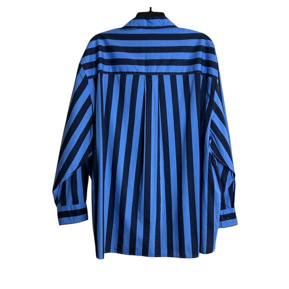 Aerie Good Day Button Down Shirt Striped Large Blue NWOT - Picture 2 of 3